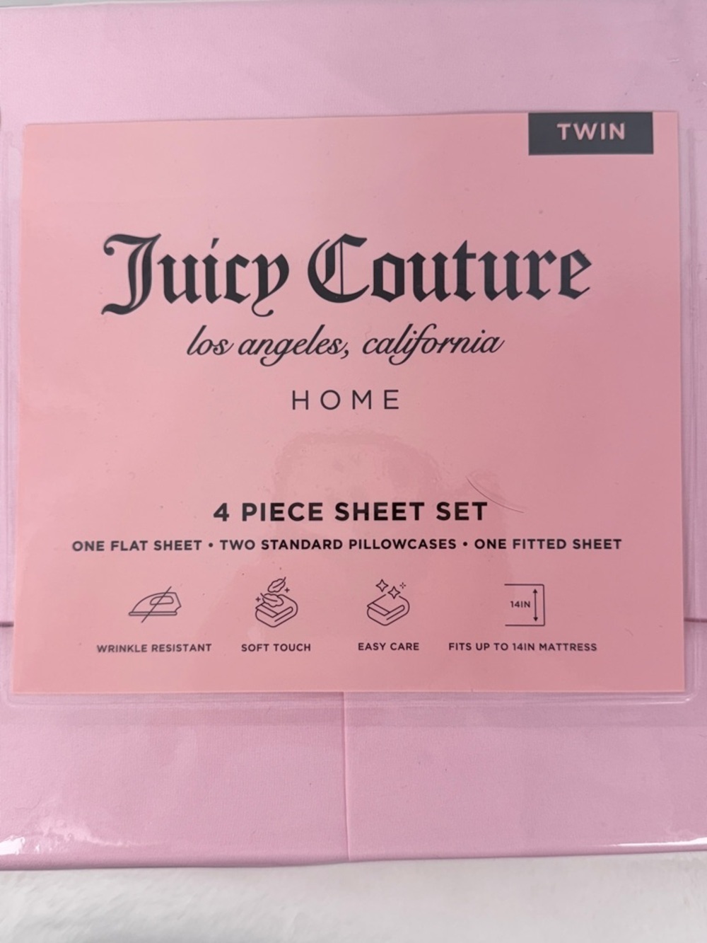 Juicy Couture Twin Pink Sheet Set 4 Piece Bedding Set Soft Dorm Bedding - Picture 4 of 7